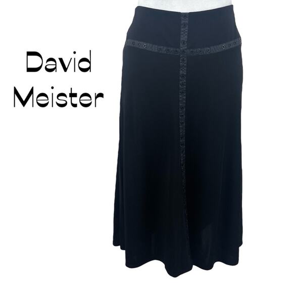 David Meister Black Studded Ribbon Party Event Date Night Skirt NWOT Size S - Picture 1 of 11